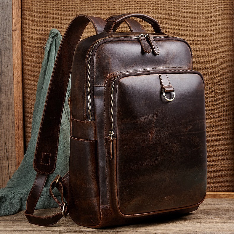 Leather Backpack Vintage - Men's Top Grain Waxed Leather Laptop