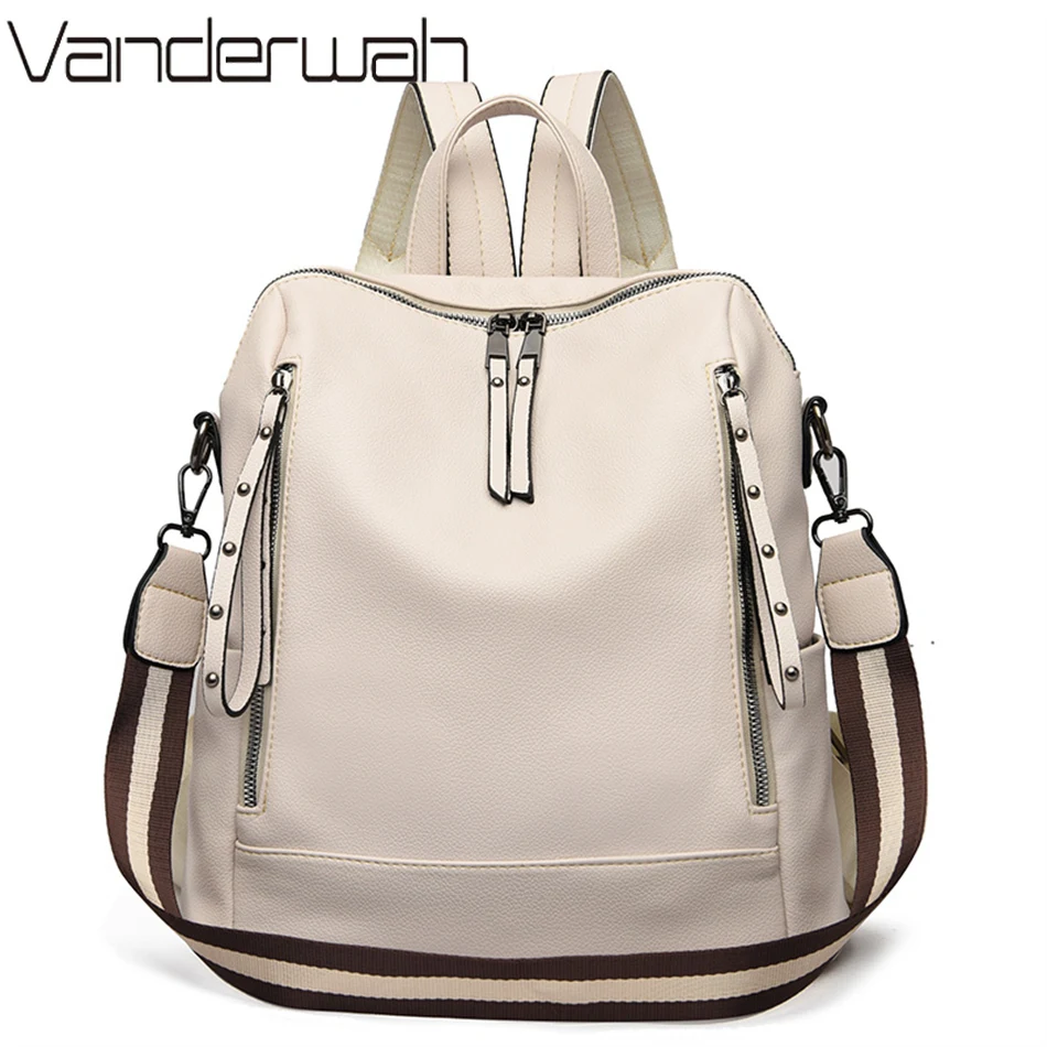 School Backpack Teen - Brand Luxury Backpacks Soft Leather Waterproof
