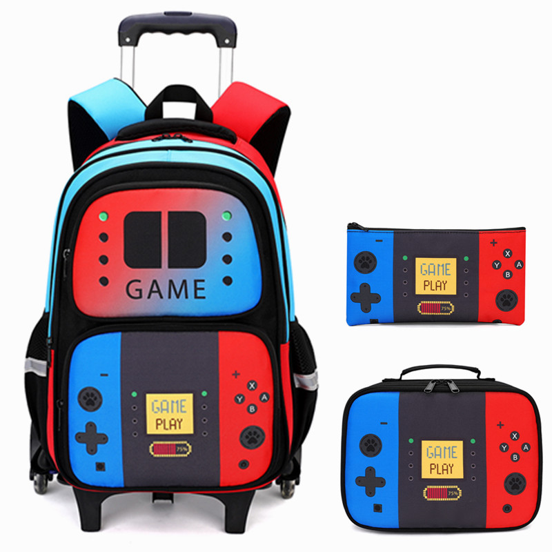 School Backpack Teen - 3PCS Kids Rolling Backpack for Boys