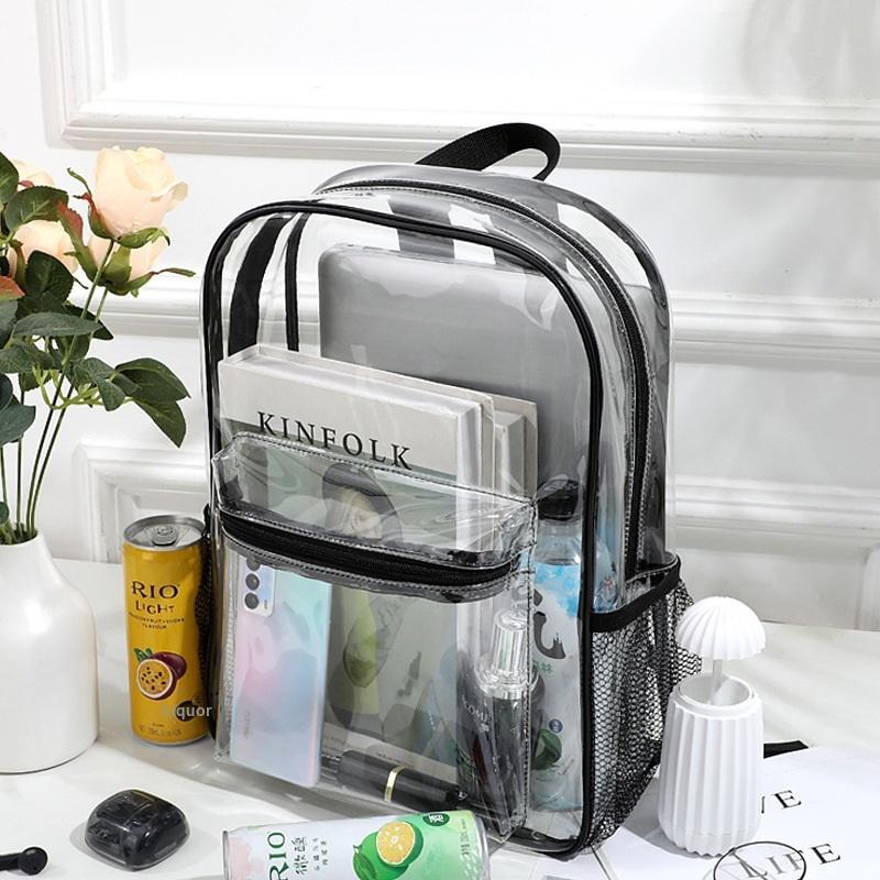 Canvas Backpack Casual - Transparent PVC Outdoor Sports Fitness Knapsack