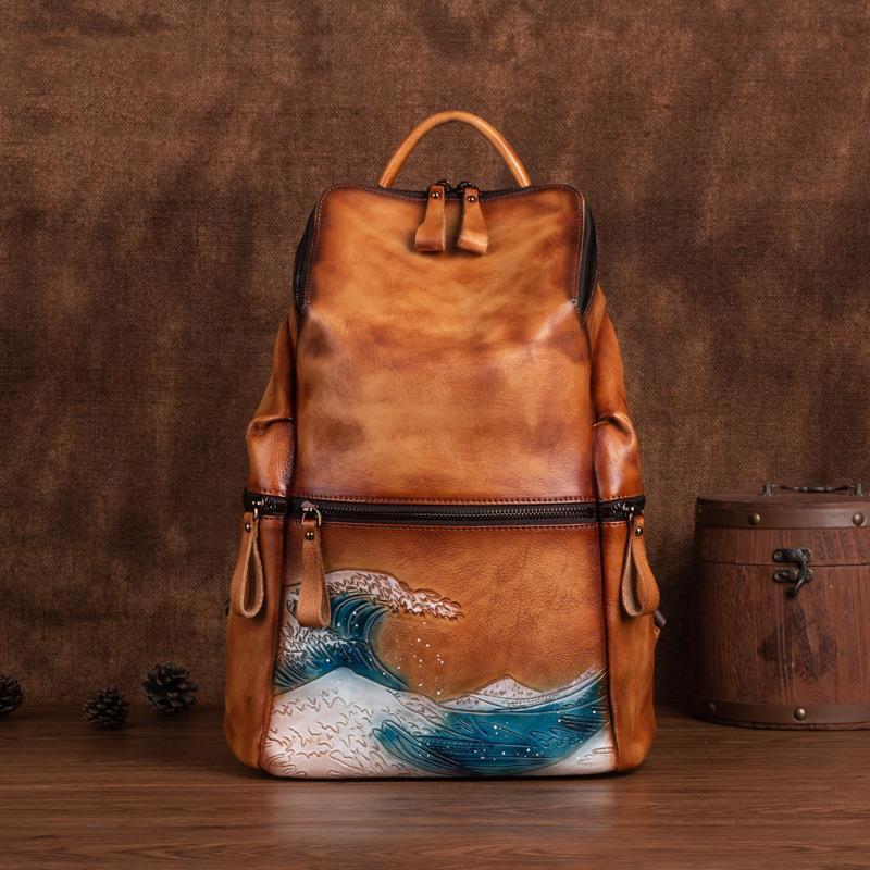 Leather Backpack Vintage - Genuine Real Soft Leather Women Backpack