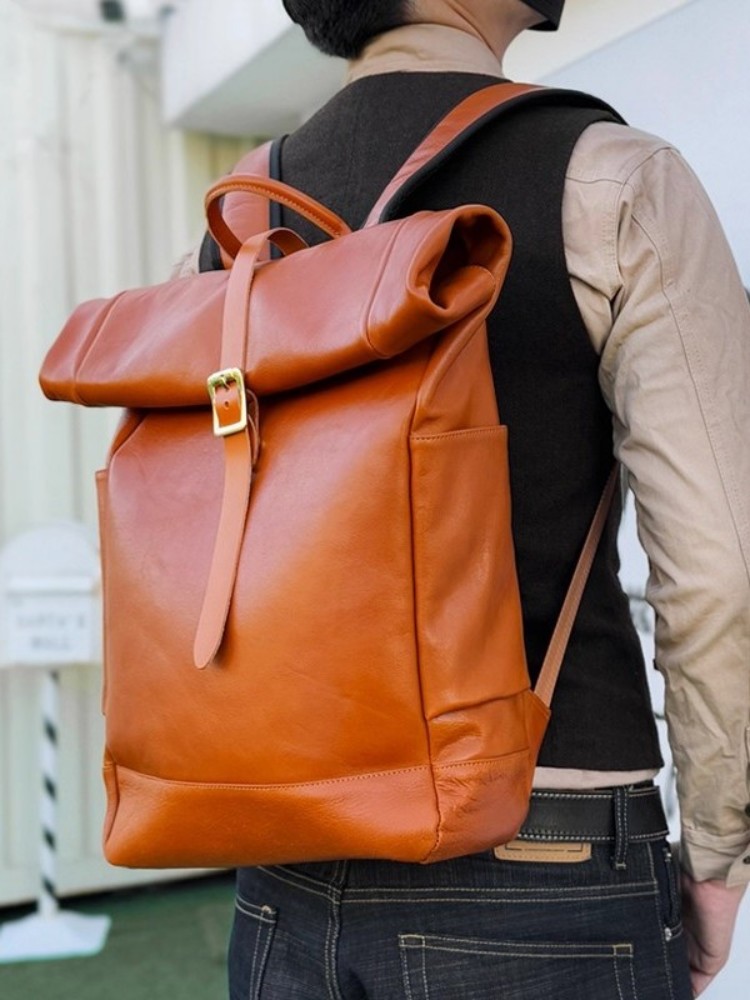 Large Capacity Mens Genuine Le - огляд і ціна Leather Backpack Vintage