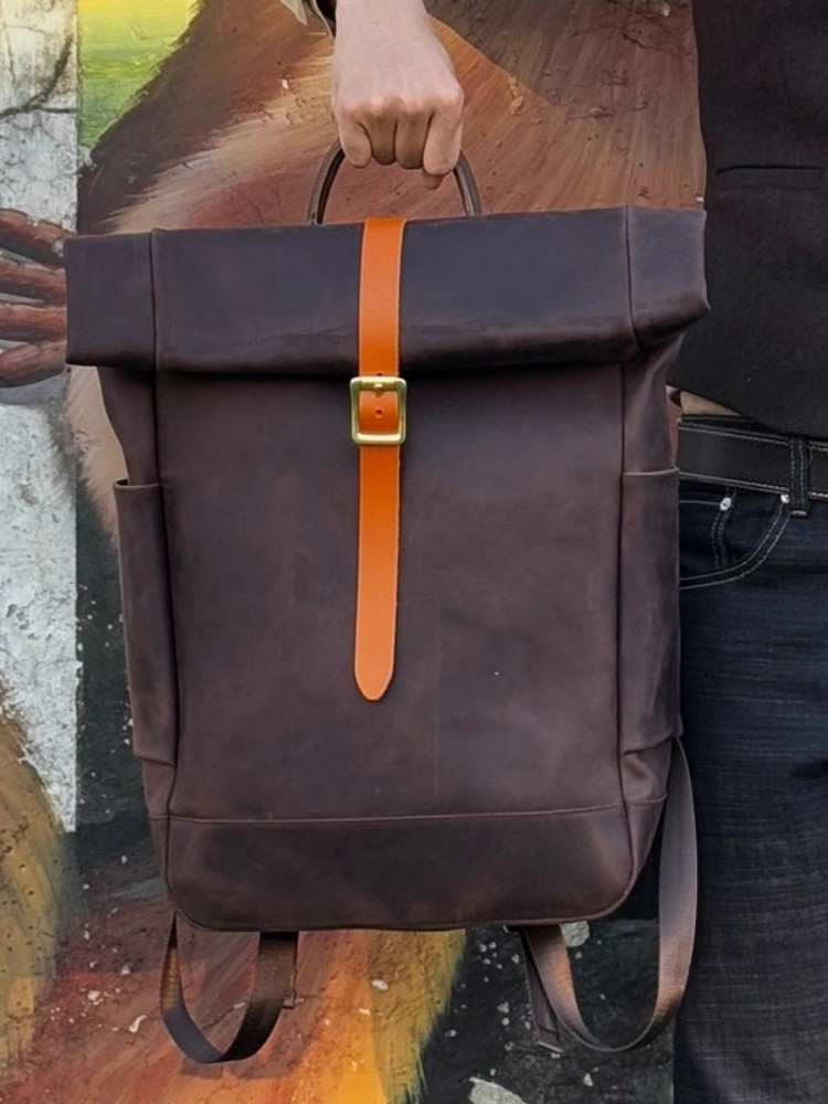 Large Capacity Mens Genuine Le - огляд і ціна Leather Backpack Vintage