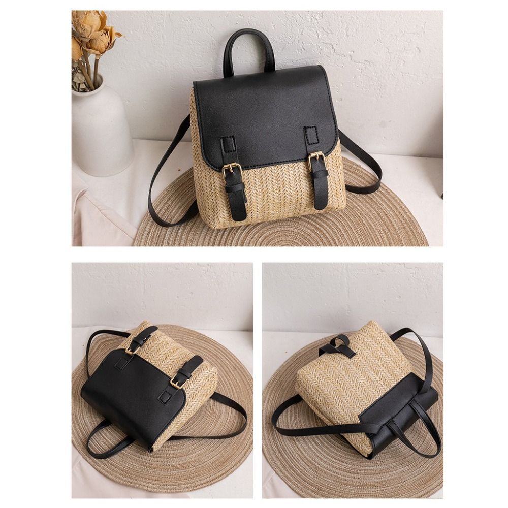 Versatile Bag PU Leather Straw - огляд і ціна Leather Backpack Vintage