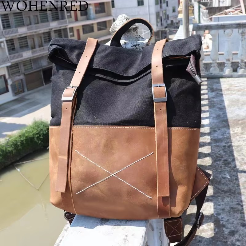 Fashion Men Backpack Waxed Can - огляд і ціна Leather Backpack Vintage