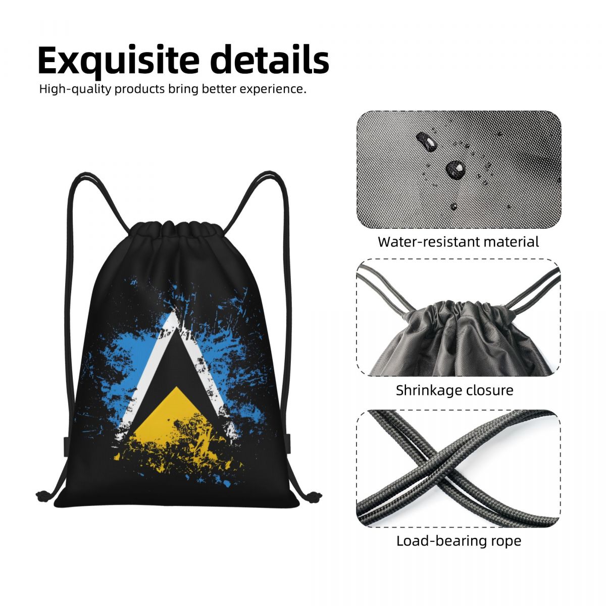 Saint Lucia Country Flag Water - огляд і ціна Drawstring Gym Bag