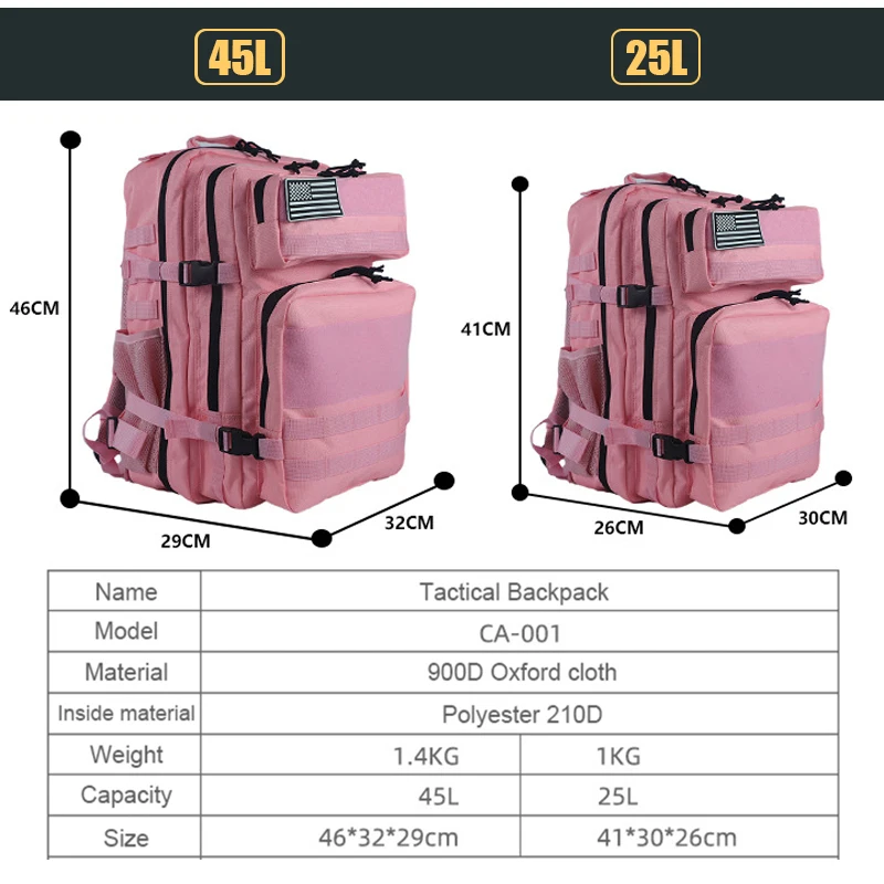 25L/45L 3P Tactical Backpack f - огляд і ціна Rucksack Military Style
