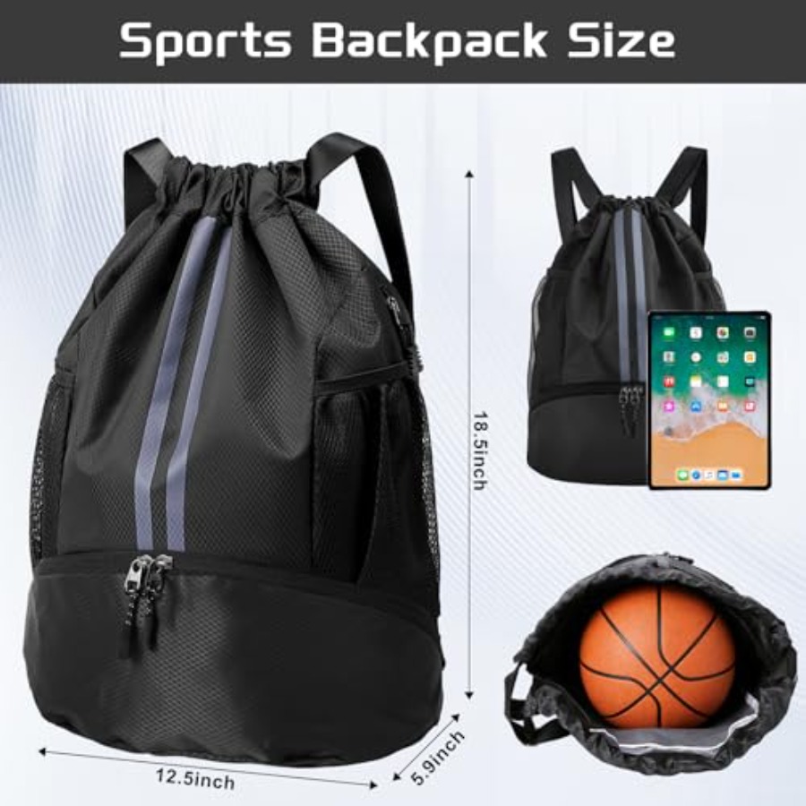 Sports Drawstring Backpack wit - огляд і ціна Drawstring Gym Bag
