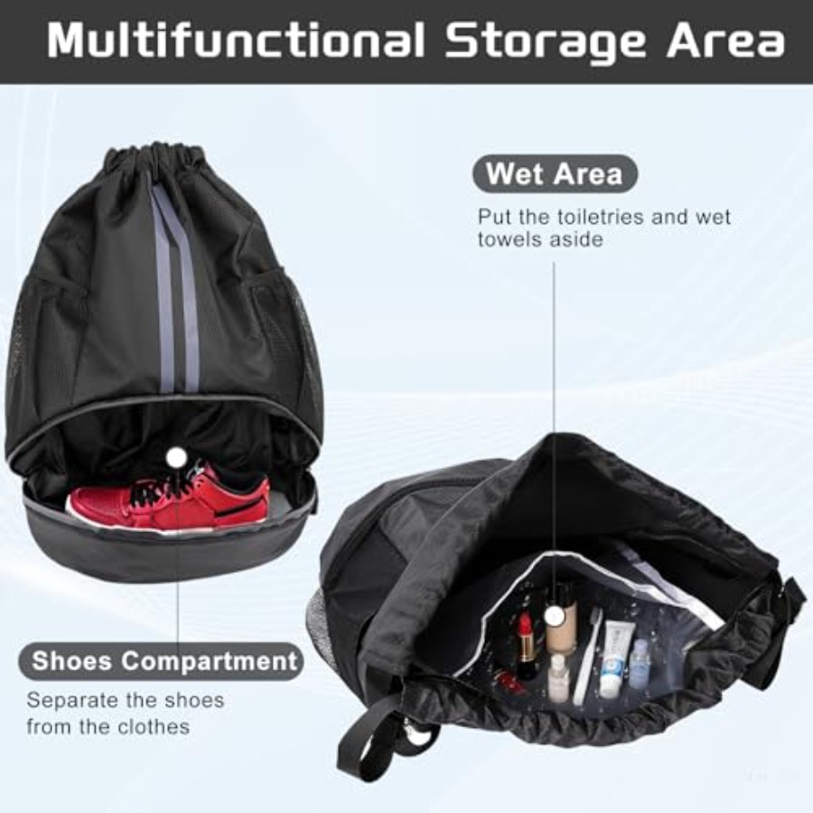 Sports Drawstring Backpack wit - огляд і ціна Drawstring Gym Bag