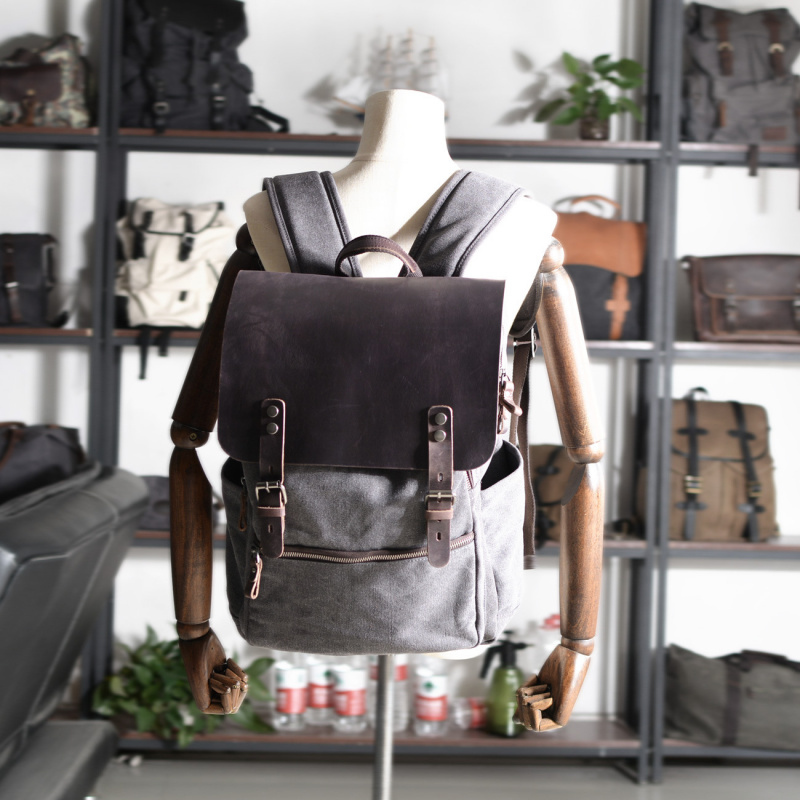 Retro men's backpack, double s - огляд і ціна Canvas Backpack Casual